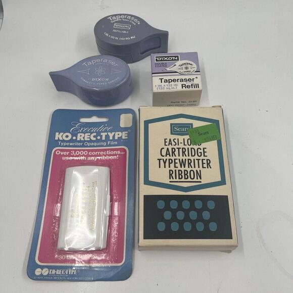 Vintage Lot Taperaser Dixon And Typewriter Ribbon, Corrections Tabs 5 - Picture 1 of 2